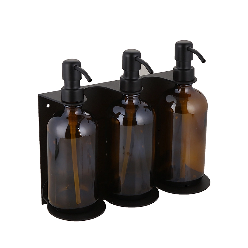 Matte Black 500ml Triple Hotel Bathroom Shampoo Shower Dispensers